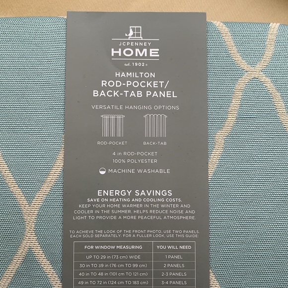 NWT - French Aqua Curtain Panel  - 84” - Picture 4 of 5